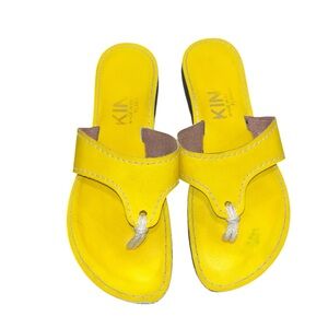 Kino key west leather yellow sandals thongs flip flops shoes 10